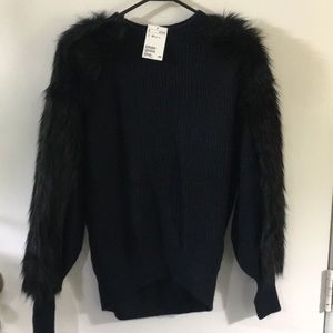 H&M Faux Fur Sleeve Sweater.